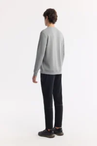 Avva Men's Gray Crew Neck Printed Soft Touch Regular Fit Sweatshirt - Image 4