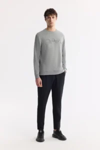Avva Men's Gray Crew Neck Printed Soft Touch Regular Fit Sweatshirt - Image 7