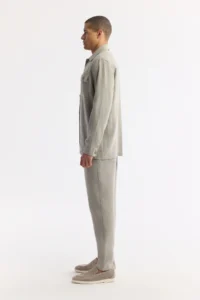 Avva Men's Gray Classic Collar 100% Linen Comfort Fit Shirt Jacket - Image 3