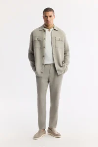 Avva Men's Gray Classic Collar 100% Linen Comfort Fit Shirt Jacket - Image 6