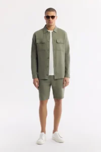 Avva Men's Khaki Classic Collar 100% Linen Comfort Fit Shirt Jacket - Image 7