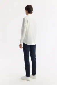 Avva Men's White Bottom Collar Embossed Regular Fit Shirt - Image 4