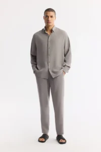 Avva Men's Nardo Gray Bottom Collar Soft Touch Oversize Fit Shirt - Image 6