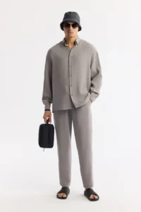 Avva Men's Nardo Gray Bottom Collar Soft Touch Oversize Fit Shirt - Image 7