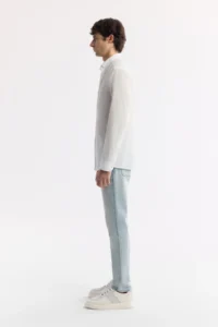 Avva Men's White Button Collar 100% Cotton Regular Fit Shirt - Image 3