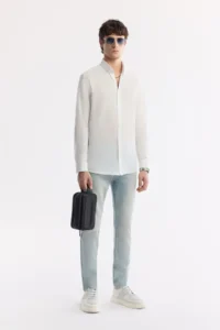 Avva Men's White Button Collar 100% Cotton Regular Fit Shirt - Image 7
