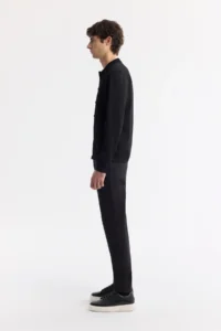 Avva Men's Black Polo Collar Buttoned Rayon Anti-Pilling Knitwear Regular Fit Cardigan - Image 3