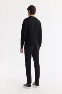 Avva Men's Black Polo Collar Buttoned Rayon Anti-Pilling Knitwear Regular Fit Cardigan - Image 4