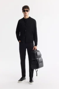 Avva Men's Black Polo Collar Buttoned Rayon Anti-Pilling Knitwear Regular Fit Cardigan - Image 6