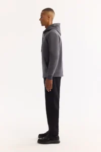 Avva Men's Anthracite Hooded Cotton Bi-Stretch Regular Fit Sweatshirt - Image 3