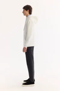 Avva Men's Ecru Hooded Cotton Bi-Stretch Regular Fit Sweatshirt - Image 3