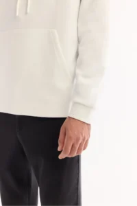 Avva Men's Ecru Hooded Cotton Bi-Stretch Regular Fit Sweatshirt - Image 6