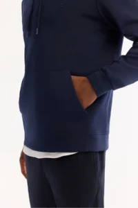 Avva Men's Navy Blue Hooded Cotton Bi-Stretch Regular Fit Sweatshirt - Image 5