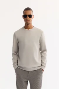 Avva Men's Black Crew Neck Cotton Bi-Stretch Printed Regular Fit Sweatshirt
