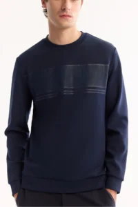 Avva Men's Black Crew Neck Cotton Bi-Stretch Printed Regular Fit Sweatshirt - Image 2