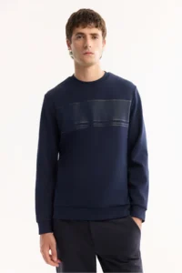 Avva Men's Black Crew Neck Cotton Bi-Stretch Printed Regular Fit Sweatshirt - Image 5