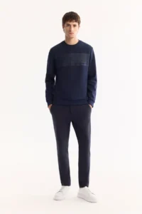 Avva Men's Black Crew Neck Cotton Bi-Stretch Printed Regular Fit Sweatshirt - Image 6