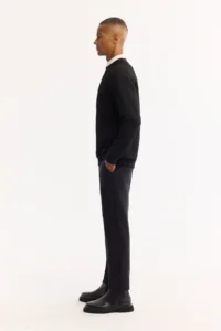 Avva Men's Black Crew Neck Textured Elastane Regular Fit Sweatshirt - Image 3