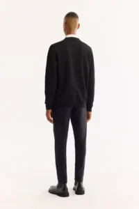 Avva Men's Black Crew Neck Textured Elastane Regular Fit Sweatshirt - Image 4
