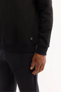 Avva Men's Black Crew Neck Textured Elastane Regular Fit Sweatshirt - Image 5