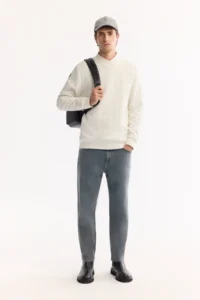 Avva Men's Ecru Crew Neck Textured Elastane Regular Fit Sweatshirt - Image 8
