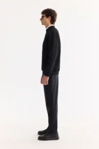 Avva Men's Black Crew Neck Textured Elastane Regular Fit Sweatshirt - Image 5
