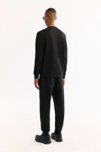 Avva Men's Black Crew Neck Cotton Bi-Stretch Printed Regular Fit Sweatshirt - Image 4