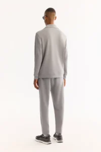 Avva Men's Gray Stand-up Collar Zippered Soft Touch Printed Regular Fit Sweatshirt - Image 4