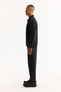 Avva Men's Black Stand-up Collar Zippered Soft Touch Printed Regular Fit Sweatshirt - Image 5