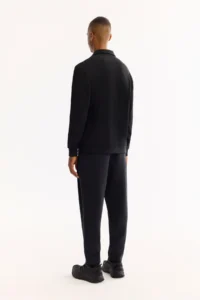 Avva Men's Black Stand-up Collar Zippered Soft Touch Printed Regular Fit Sweatshirt - Image 6