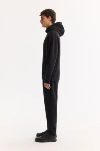 Avva Men's Black Hooded Collar Easy-Iron Bi-Stretch Printed Oversize Fit Sweatshirt - Image 3