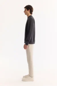 Avva Men's Anthracite Crew Neck Cotton Bi-Stretch Basic Regular Fit Sweatshirt - Image 3