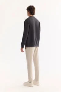 Avva Men's Anthracite Crew Neck Cotton Bi-Stretch Basic Regular Fit Sweatshirt - Image 4
