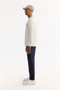 Avva Men's Ecru Crew Neck Cotton Bi-Stretch Basic Regular Fit Sweatshirt - Image 3
