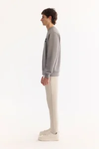 Avva Men's Gray Crew Neck Cotton Bi-Stretch Basic Regular Fit Sweatshirt - Image 3