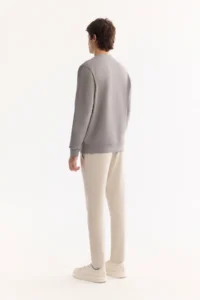Avva Men's Gray Crew Neck Cotton Bi-Stretch Basic Regular Fit Sweatshirt - Image 4