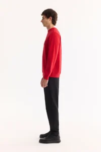 Avva Men's Red Crew Neck Cotton Bi-Stretch Basic Regular Fit Sweatshirt - Image 3
