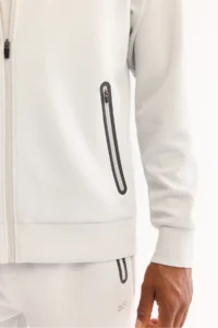 Avva Men's Light Gray Stand-up Collar Zippered Bi-Stretch Technical Fabric Regular Fit Sweatshirt - Image 6
