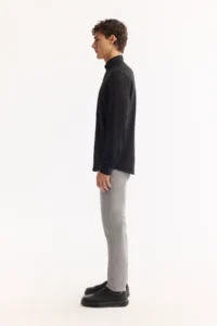 Avva Men's Black Button-down Collar Jersey Regular Fit Shirt - Image 3