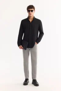 Avva Men's Black Button-down Collar Jersey Regular Fit Shirt - Image 7