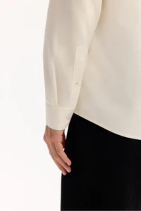 Avva Men's Ecru Button Collar Cotton Soft Touch Regular Fit Shirt - Image 5
