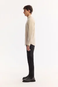 Avva Men's Beige Button Collar Soft Touch Regular Fit Shirt - Image 3