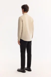 Avva Men's Beige Button Collar Soft Touch Regular Fit Shirt - Image 4