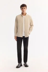 Avva Men's Beige Button Collar Soft Touch Regular Fit Shirt - Image 7