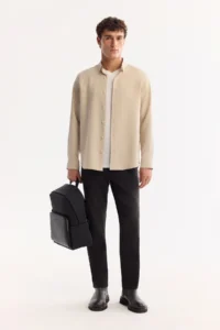 Avva Men's Beige Button Collar Soft Touch Regular Fit Shirt - Image 8