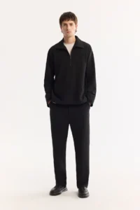 Avva Men's Black Half-Zipper Easy-Iron Bi-Stretch Comfort Fit Sweatshirt - Image 6