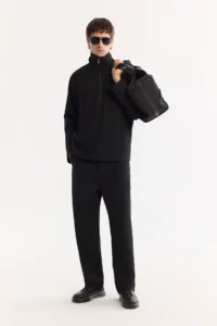 Avva Men's Black Half-Zipper Easy-Iron Bi-Stretch Comfort Fit Sweatshirt - Image 7
