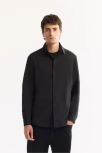 Avva Men's Black Button-down Collar Quick Drying Non-Iron Regular Fit Shirt