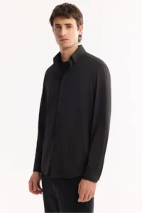 Avva Men's Black Button-down Collar Quick Drying Non-Iron Regular Fit Shirt - Image 5