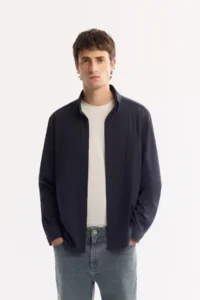 Avva Men's Navy Blue Button-down Collar Quick Drying Non-Iron Regular Fit Shirt